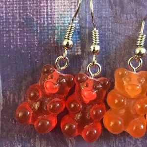 Red gummy bear earrings